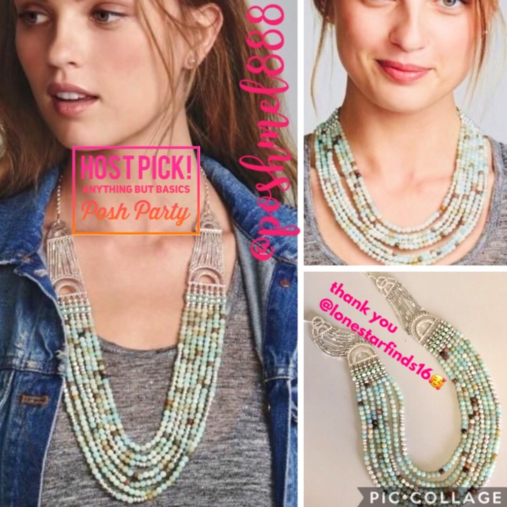 Stella & Dot | Cleopatra Multi Strand Amazonite & Silver Statement Neckl…